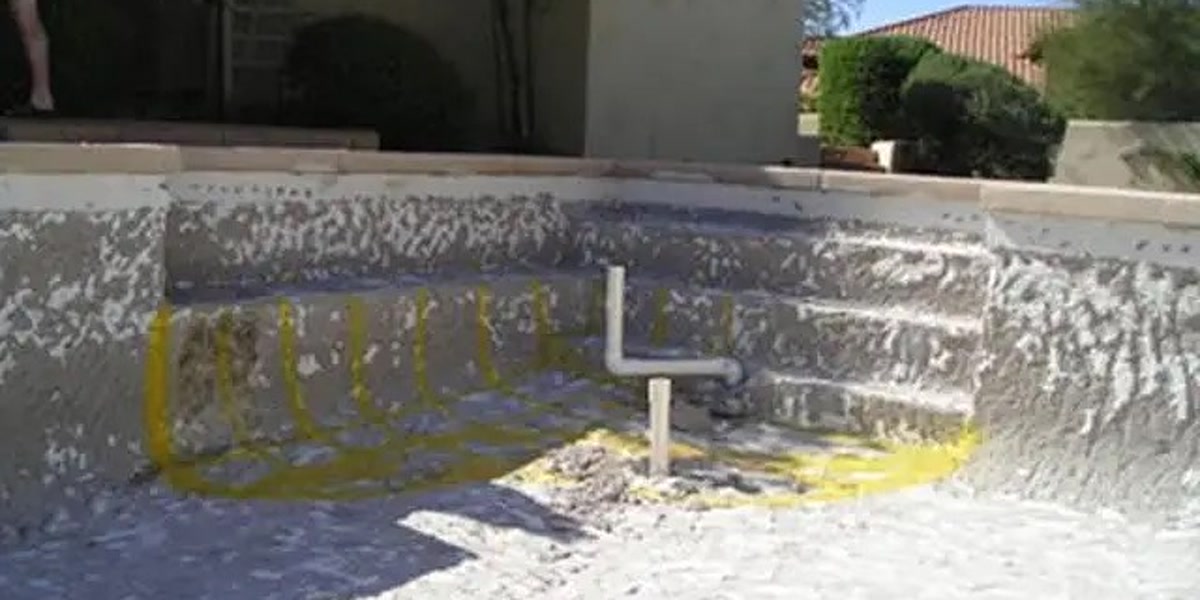Shell stripped, layout marked — We Fix Ugly Pools, the Valley of the Sun